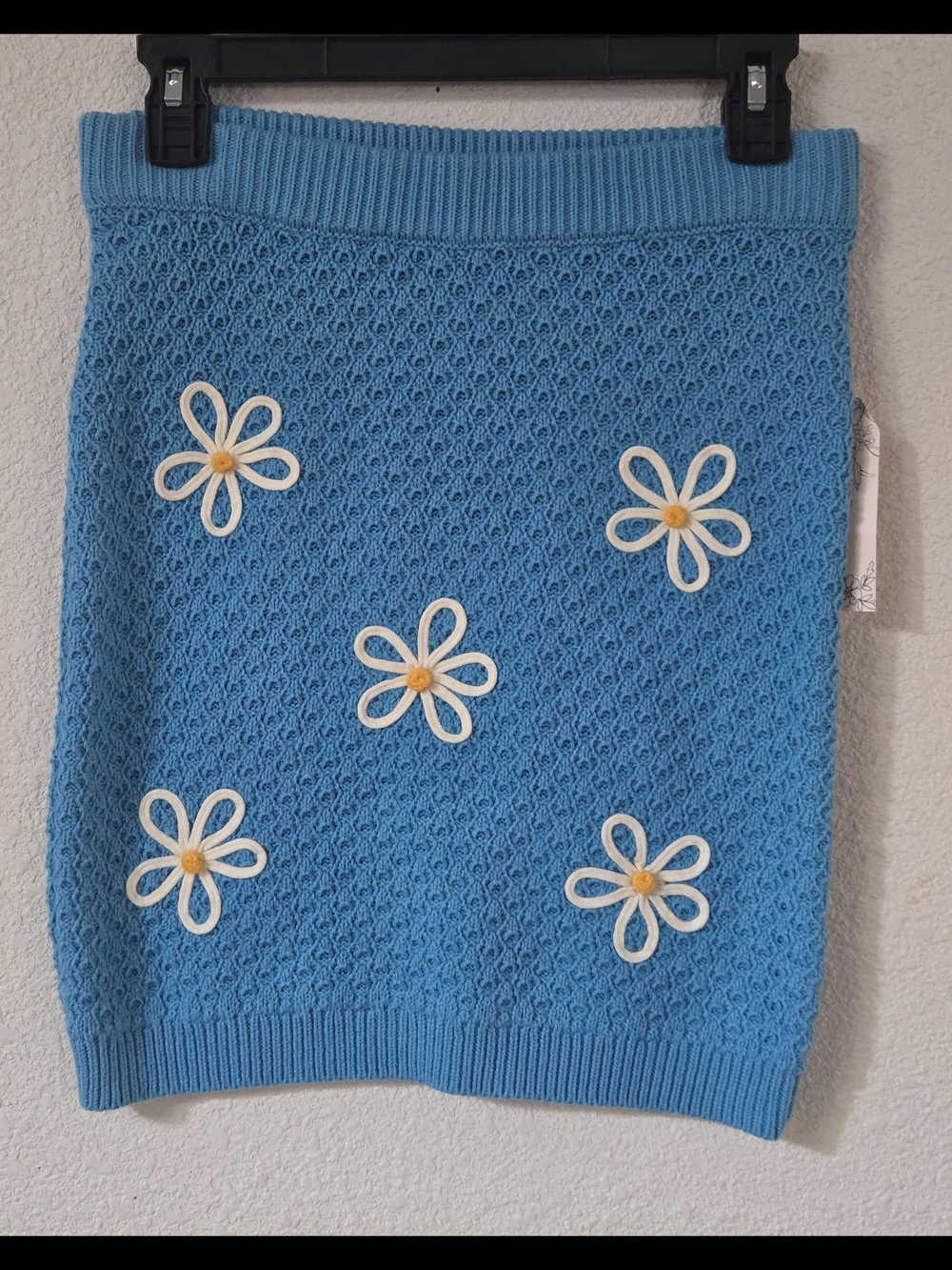 Blue Daisy Knit Crop Top & Skirt Set - Picture 8 of 10